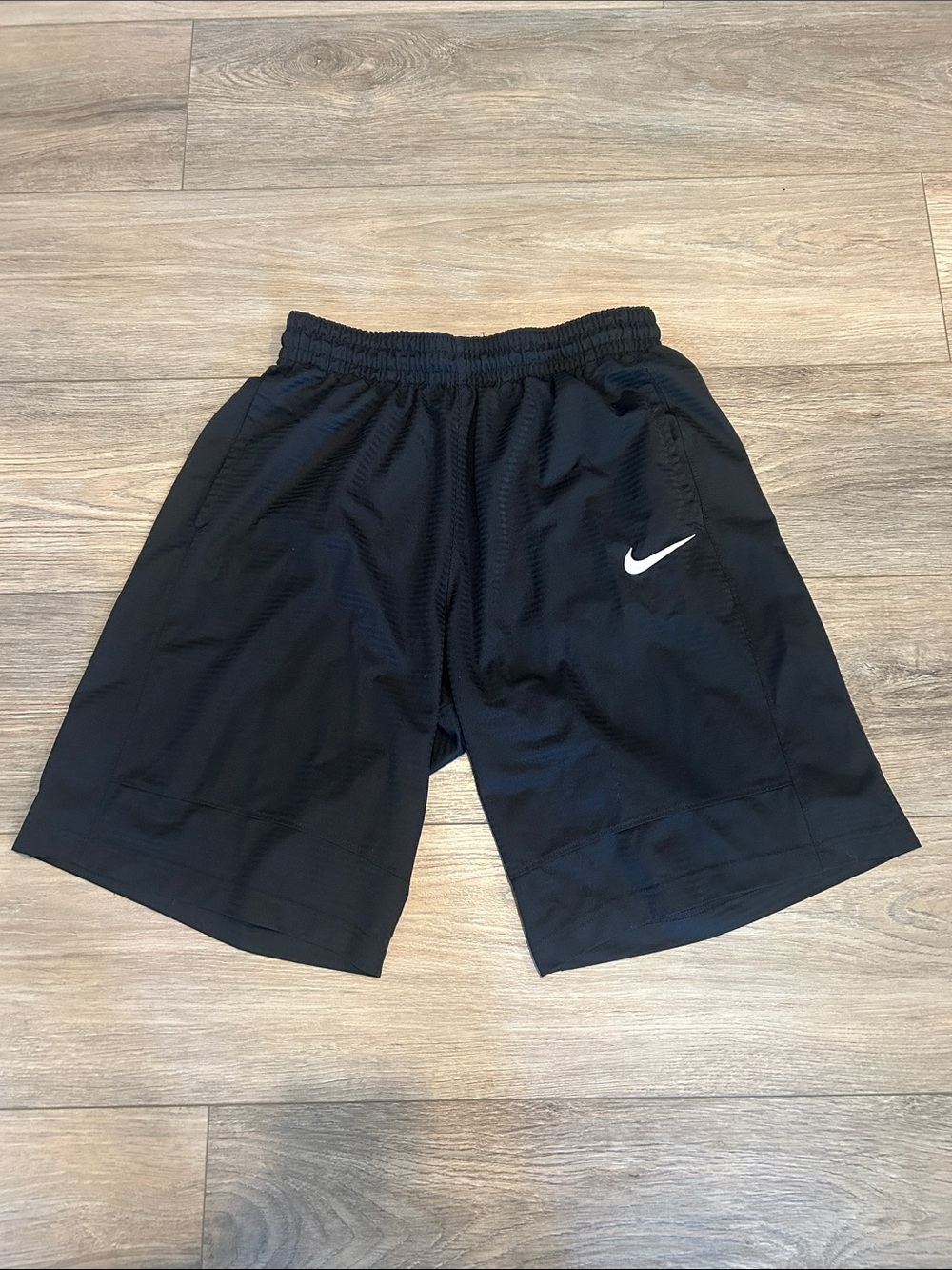 Nike Black Athletic Shorts with Black Swoosh Logo Size Medium